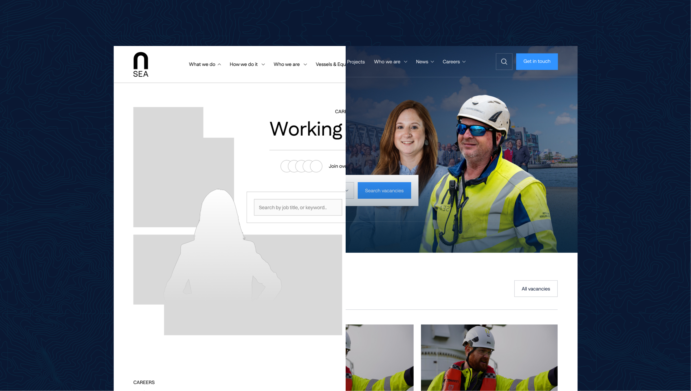 Wireframe van een mkb-website in de ontwerpfase
